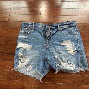 American Eagle Outfitters Blue Distressed Jean Shorts